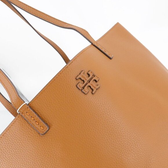 Tory Burch McGraw Leather Tote Bag Tiramisu Brown - Picture 6 of 14